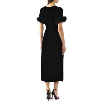 Fendi – Midikleid aus Samt mit Pelzbesatz