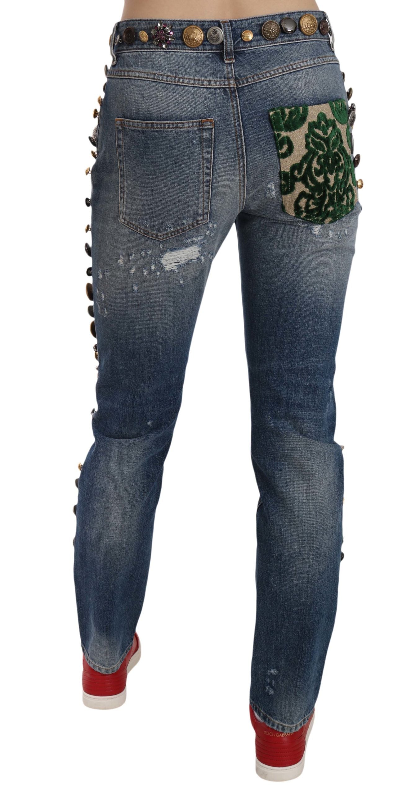 Dolce &amp; Gabbana – Jeanshose im Used-Look mit verzierten Knöpfen