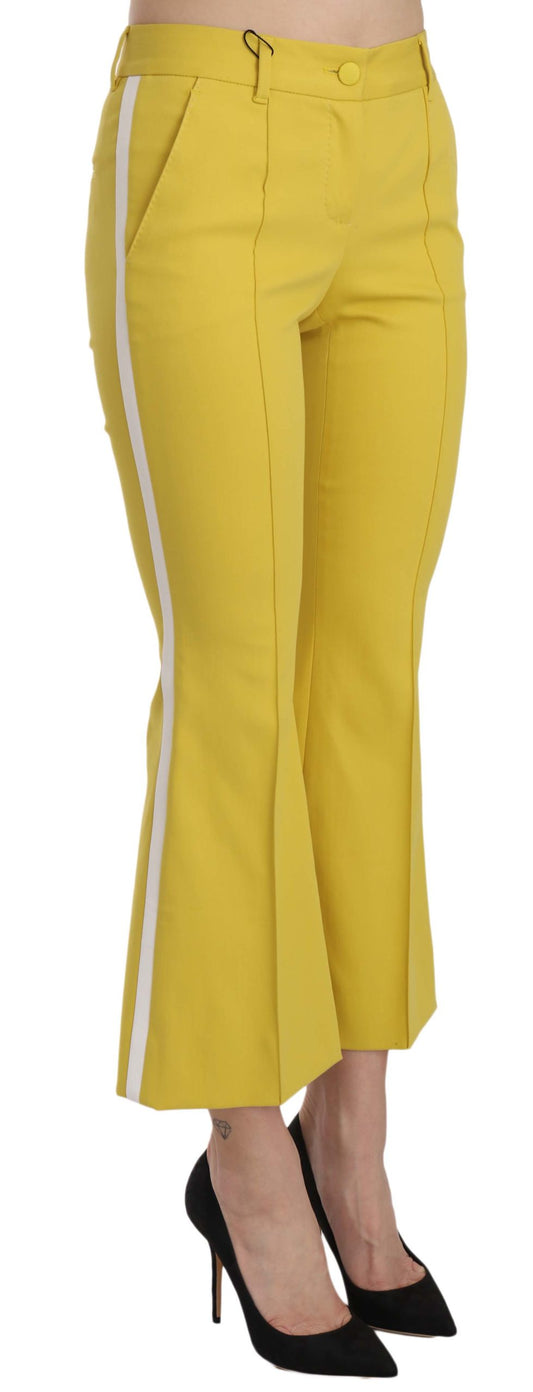 Dolce &amp; Gabbana Gelbe ausgestellte Bootcut-Caprihose aus Baumwolle