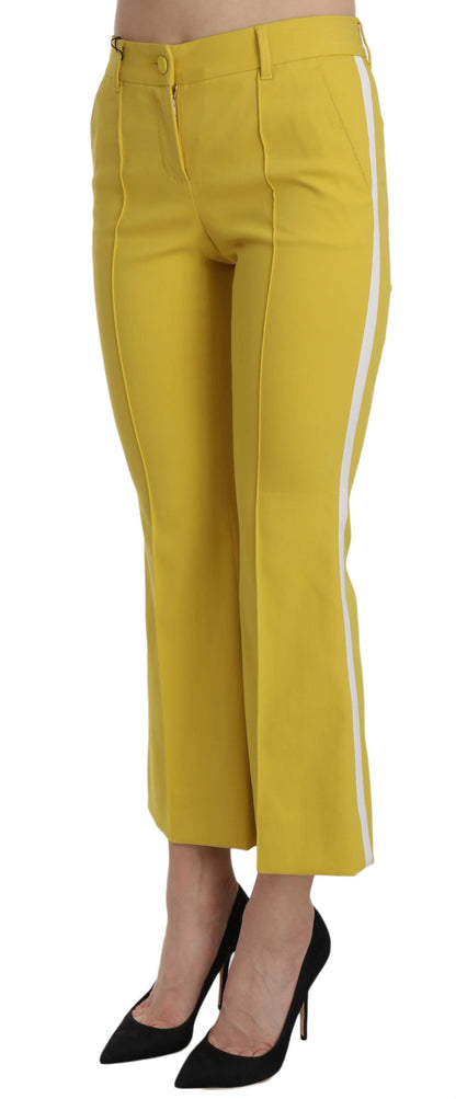Dolce &amp; Gabbana Gelbe ausgestellte Bootcut-Caprihose aus Baumwolle