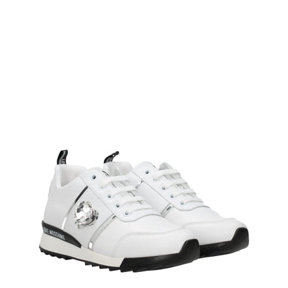 Love Moschino – Weiße niedrige Lederschuhe