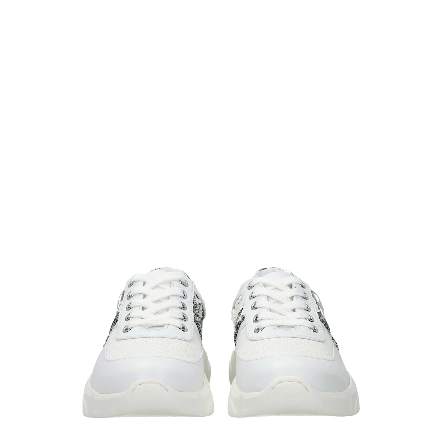 Love Moschino – Weiße, klobige Stoff-Sneaker