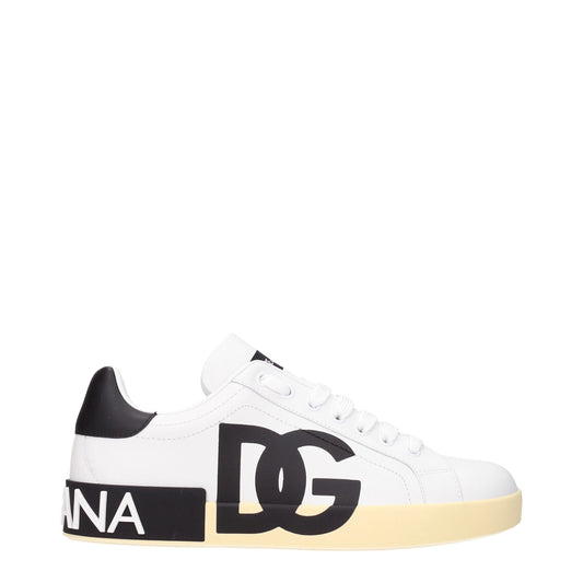 Dolce &amp; Gabbana White Leather Low Tops