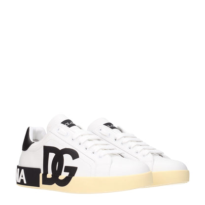 Dolce &amp; Gabbana White Leather Low Tops
