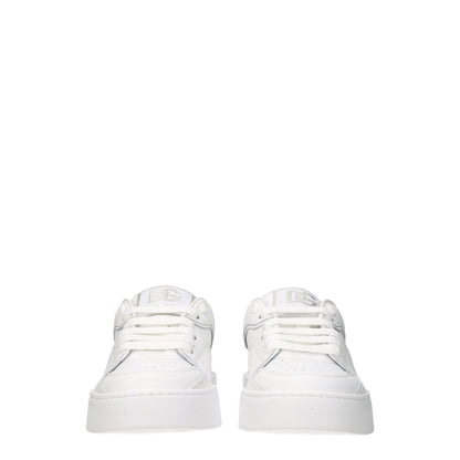 Dolce &amp; Gabbana Weiße niedrige Lederschuhe