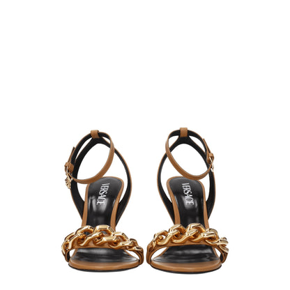 Versace Braune Ledersandalen mit Stilettoabsatz