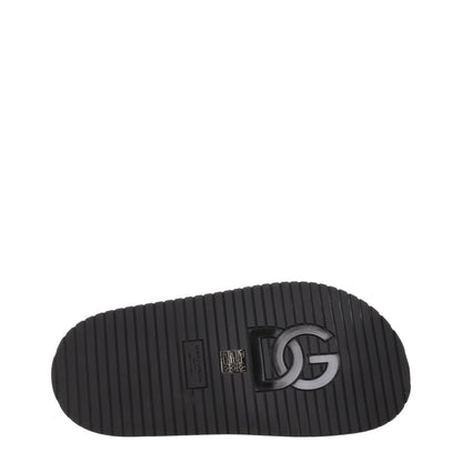 Dolce &amp; Gabbana – Schwarze Leder-Slipper-Sandalen