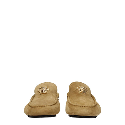Versace – Slipper aus beigefarbenem Leder