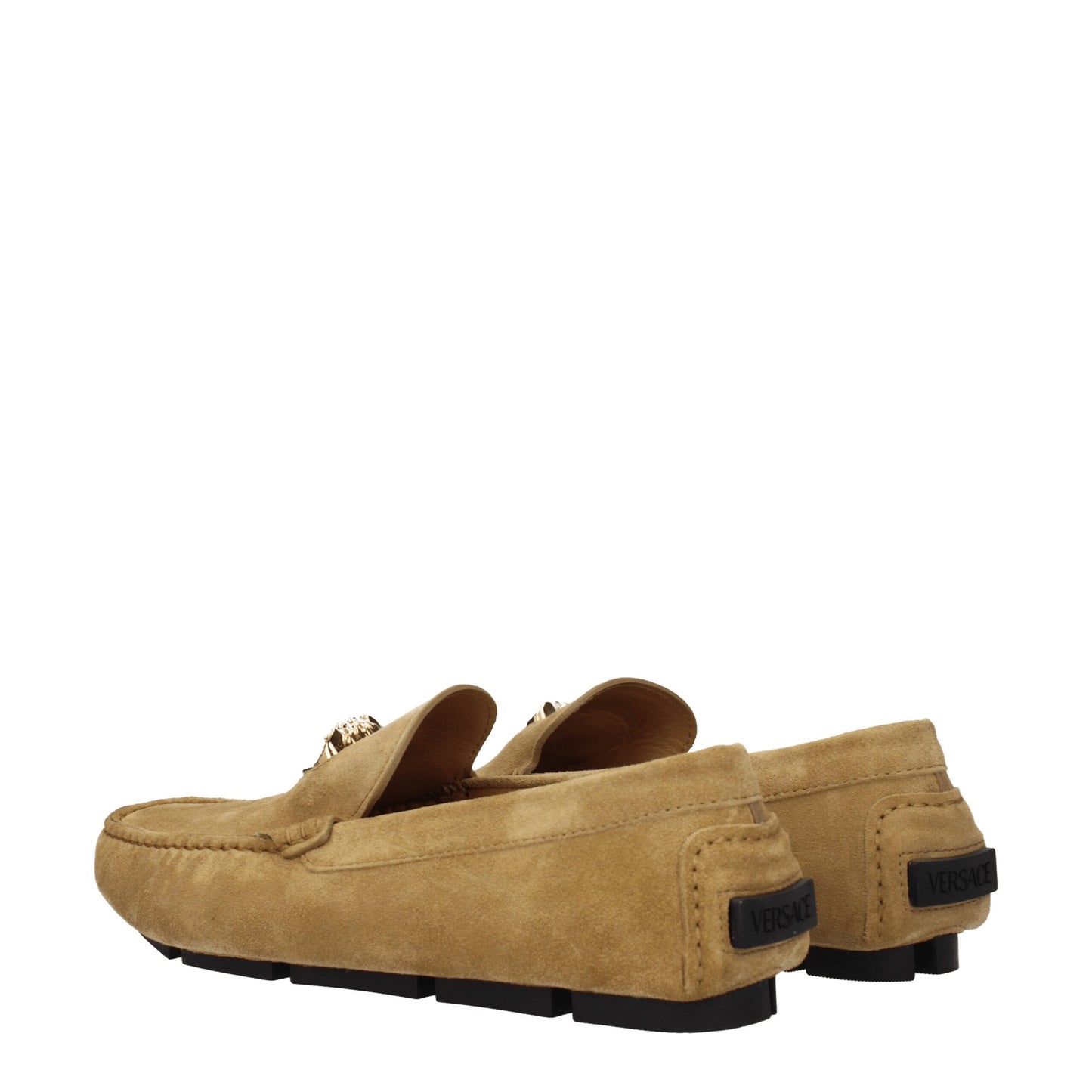 Versace – Slipper aus beigefarbenem Leder