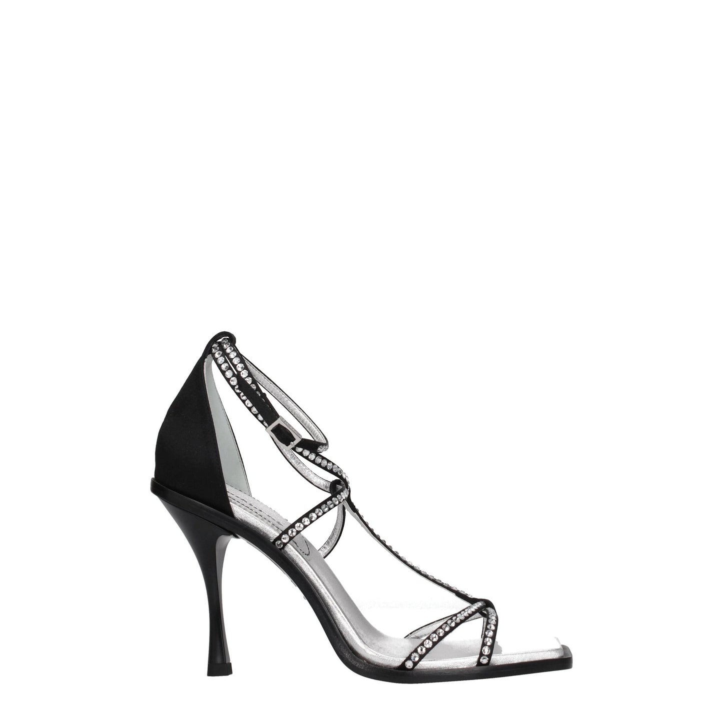 Dsquared² Schwarze Satin-Sandalen mit Stilettoabsatz