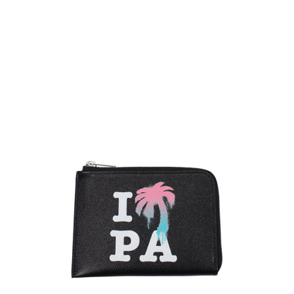 Palm Angels – Kartenetuis aus schwarzem Leder