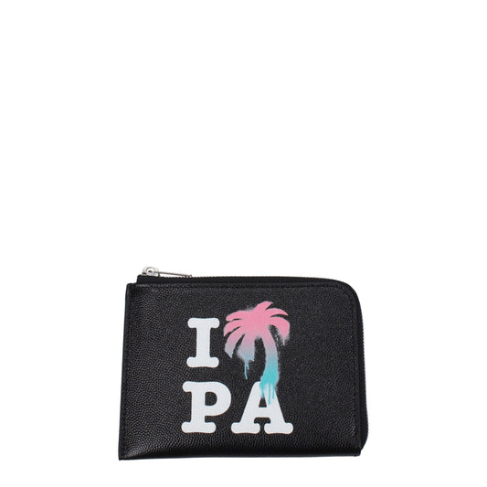 Palm Angels – Kartenetuis aus schwarzem Leder