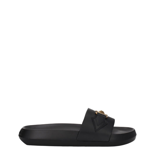 Versace – Schwarze Leder-Slipper-Sandalen