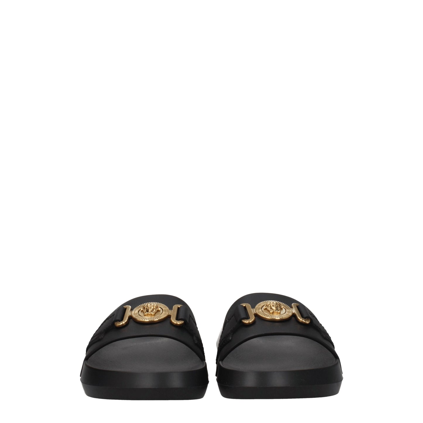 Versace – Schwarze Leder-Slipper-Sandalen