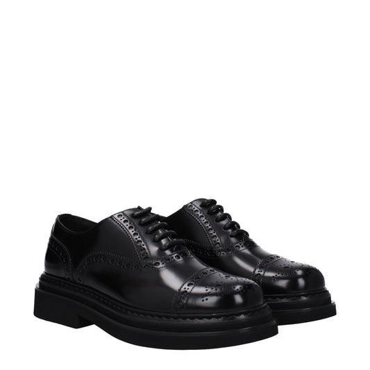 Dolce &amp; Gabbana Black Leather Oxfords And Derbies