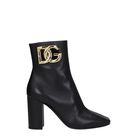 Dolce &amp; Gabbana Schwarze Lederstiefeletten