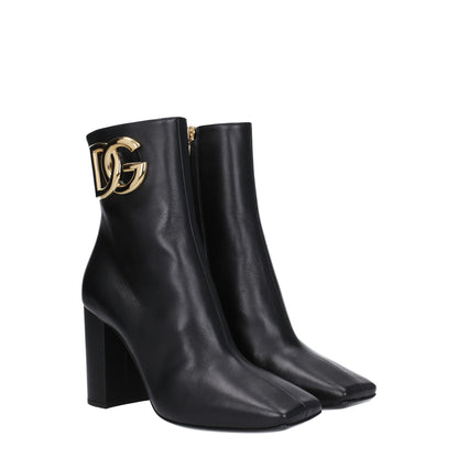 Dolce &amp; Gabbana Schwarze Lederstiefeletten
