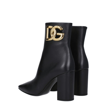 Dolce &amp; Gabbana Schwarze Lederstiefeletten