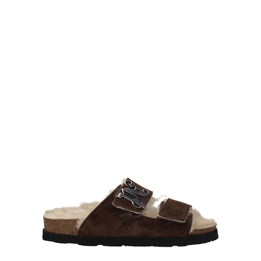 Palm Angels – Braune Leder-Slipper-Sandalen