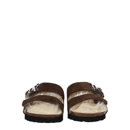 Palm Angels – Braune Leder-Slipper-Sandalen