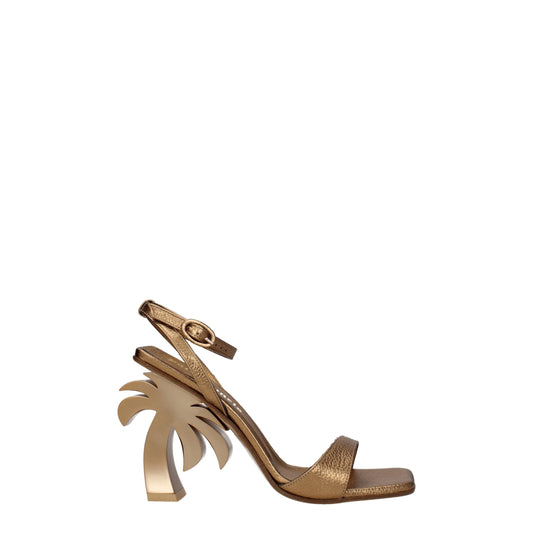 Palm Angels – Plateauschuhe aus goldenem Leder