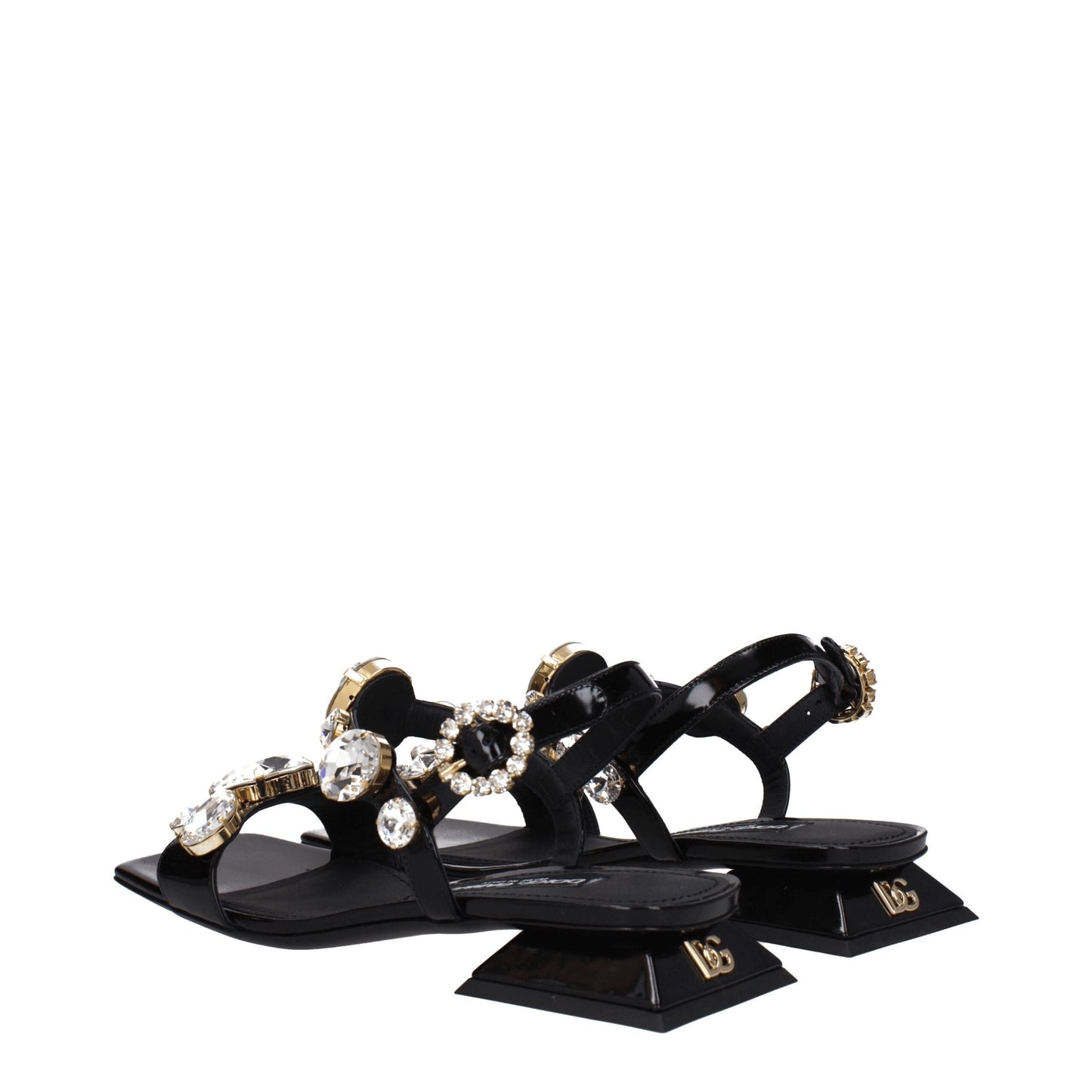 Dolce &amp; Gabbana – Flache Sandalen aus schwarzem Leder