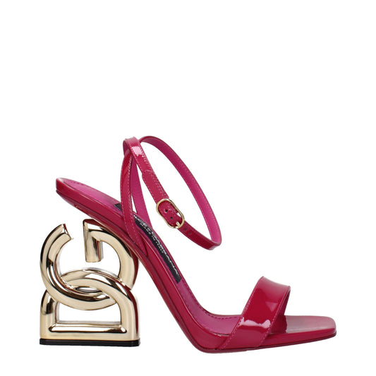 Dolce &amp; Gabbana Rosa Ledersandalen mit Stilettoabsatz