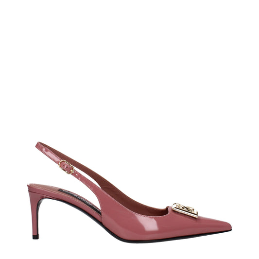 Dolce &amp; Gabbana – Pumps aus rosa Leder mit hohem Absatz