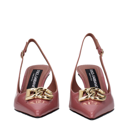 Dolce &amp; Gabbana – Pumps aus rosa Leder mit hohem Absatz
