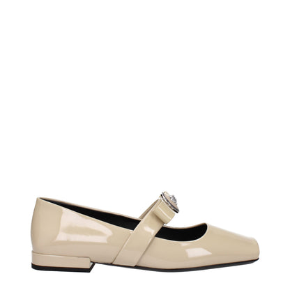 Versace – Beigefarbene Ballerinas aus Leder