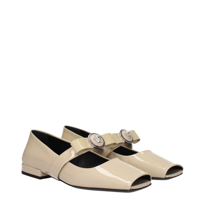 Versace – Beigefarbene Ballerinas aus Leder