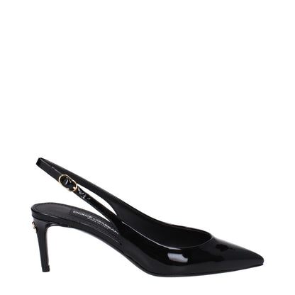 Dolce &amp; Gabbana – Pumps aus schwarzem Leder mit hohem Absatz