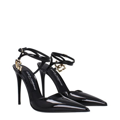 Dolce &amp; Gabbana – Schwarze Sandalen aus Leder mit Stilettoabsatz