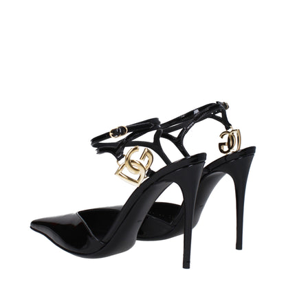 Dolce &amp; Gabbana – Schwarze Sandalen aus Leder mit Stilettoabsatz
