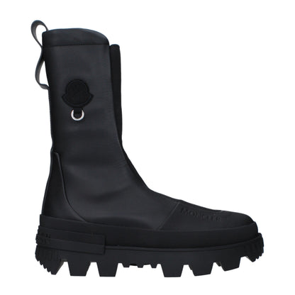 Moncler Schwarze Lederstiefeletten