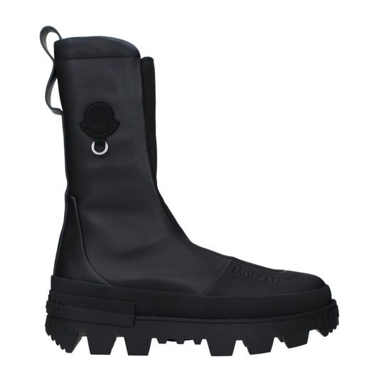 Moncler Schwarze Lederstiefeletten
