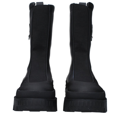 Moncler Schwarze Lederstiefeletten