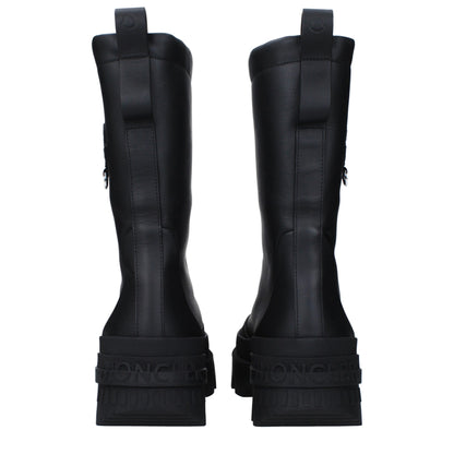 Moncler Schwarze Lederstiefeletten