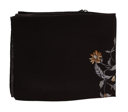 Dolce &amp; Gabbana Brauner Wickelschal aus 100 % Seide mit Vogelmuster, 80 x 95 cm, UVP