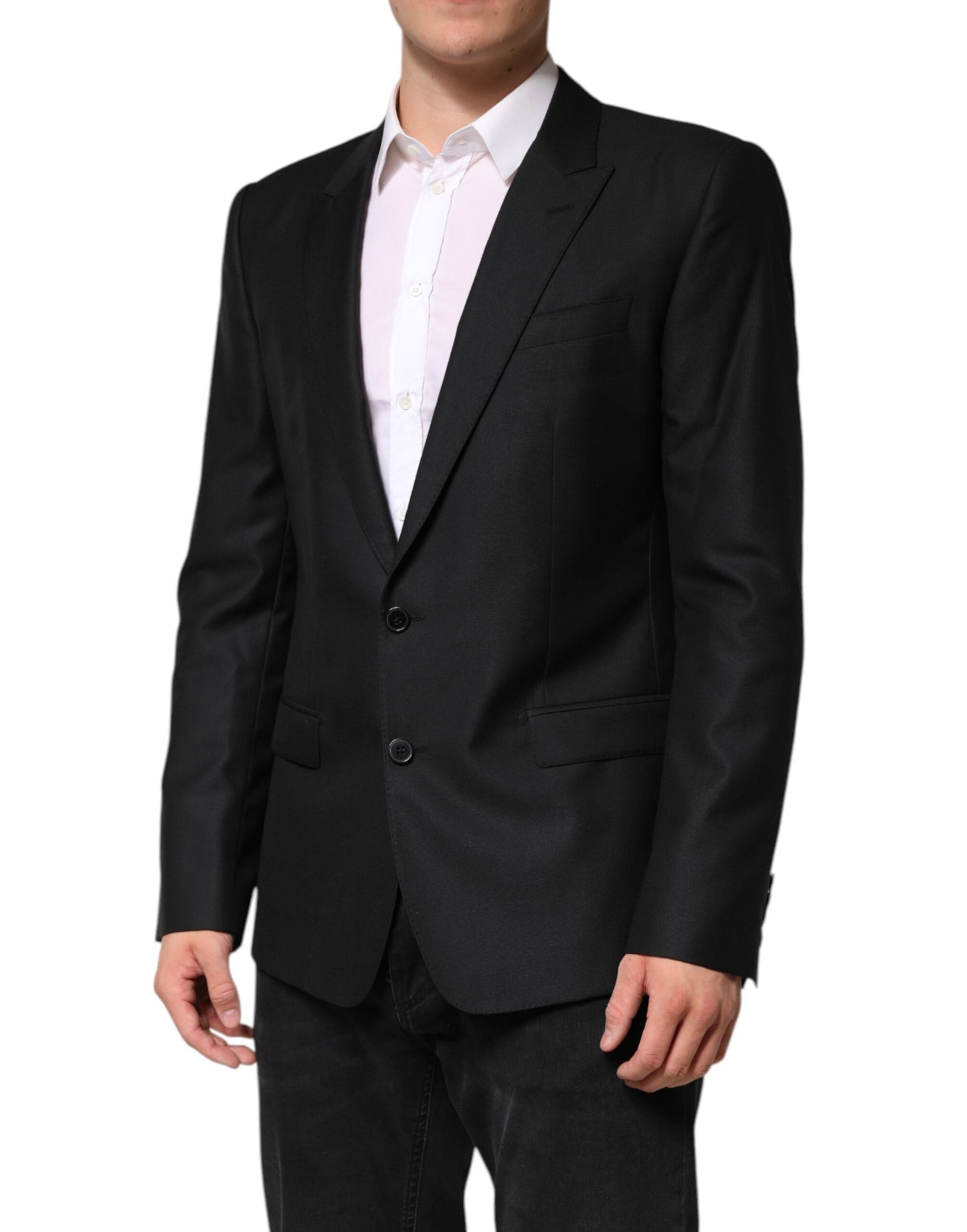 Dolce &amp; Gabbana Black Wool Single Breasted Jacket Blazer