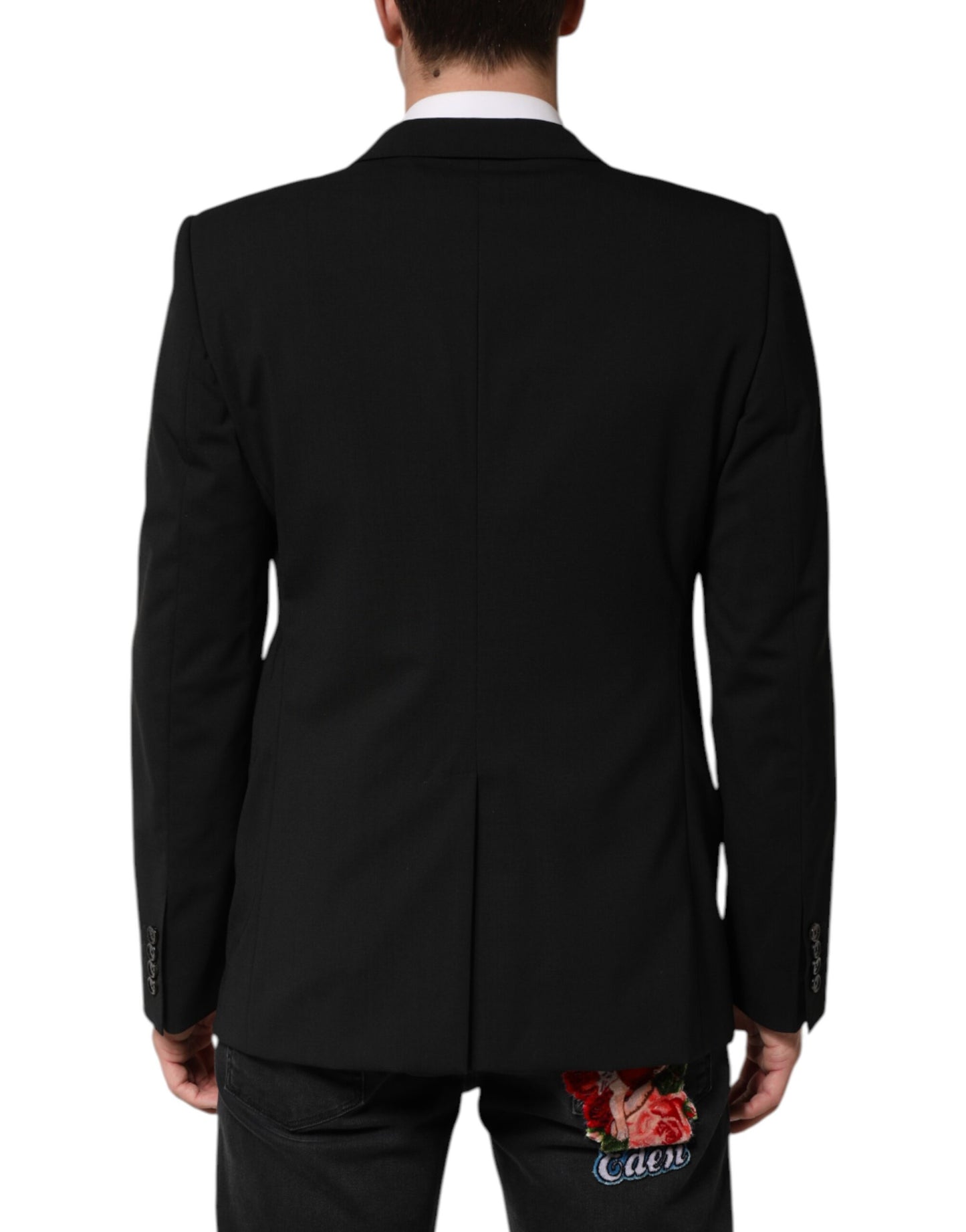 Dolce &amp; Gabbana Black Wool Single Breasted Men Coat Blazer