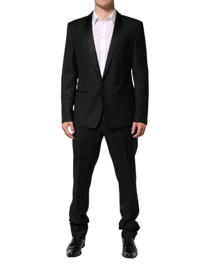 Dolce &amp; Gabbana Black Wool Men Single Breasted 2 Piece Suit