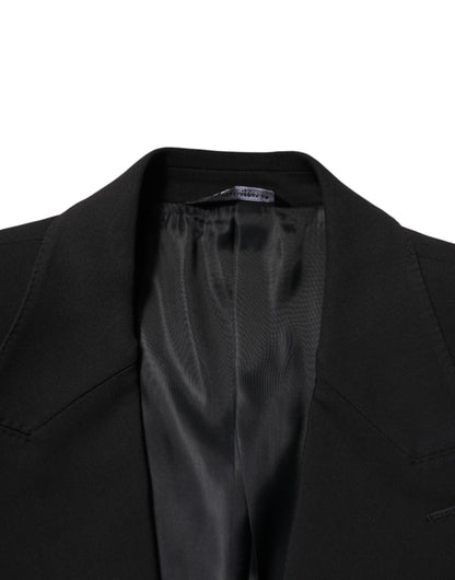 Dolce &amp; Gabbana – Schwarzer, einreihiger, zweiteiliger Anzug aus Baumwolle