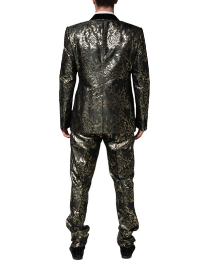 Dolce &amp; Gabbana – Zweiteiliger Anzug aus Jacquard-Seide mit Metallic-Blumenmuster