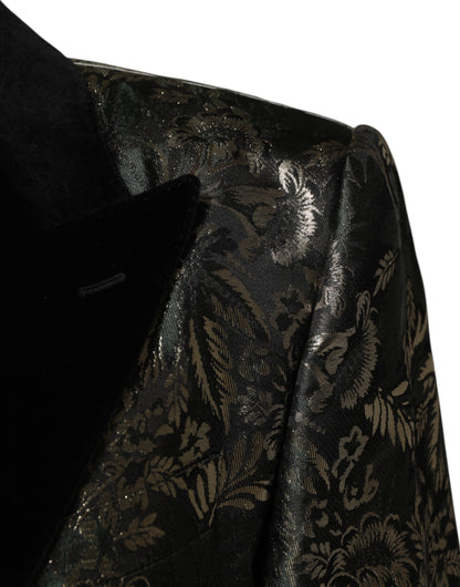 Dolce &amp; Gabbana – Zweiteiliger Anzug aus Jacquard-Seide mit Metallic-Blumenmuster