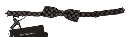 Dolce &amp; Gabbana Braune Seiden-Jacquard-Fliege mit Punkten, Papillon