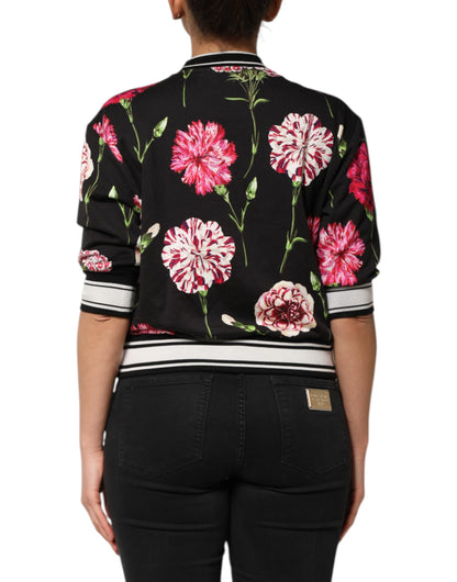 Dolce &amp; Gabbana – Schwarzes Baumwolloberteil mit kurzen Ärmeln und Blumenmuster