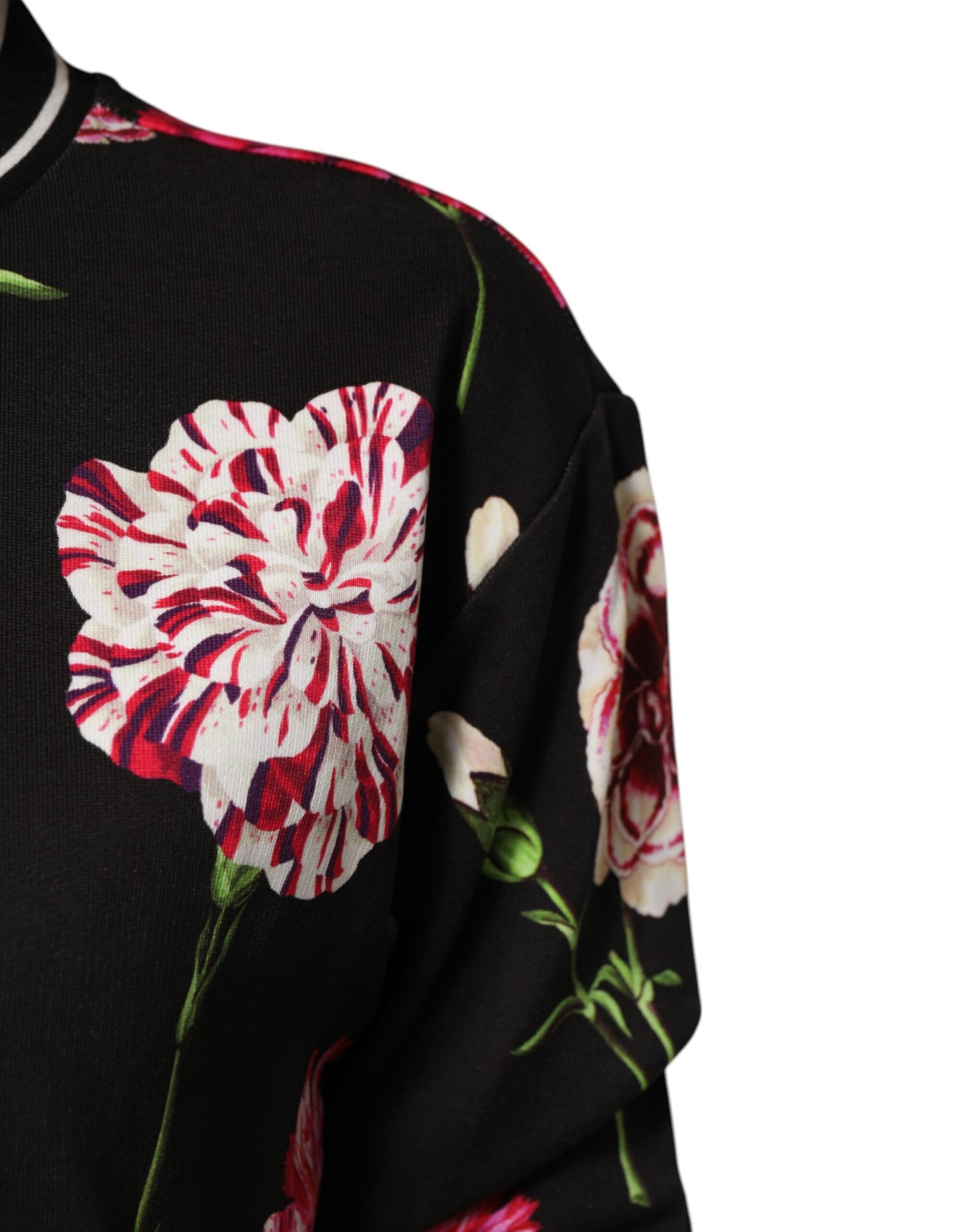 Dolce &amp; Gabbana – Schwarzes Baumwolloberteil mit kurzen Ärmeln und Blumenmuster