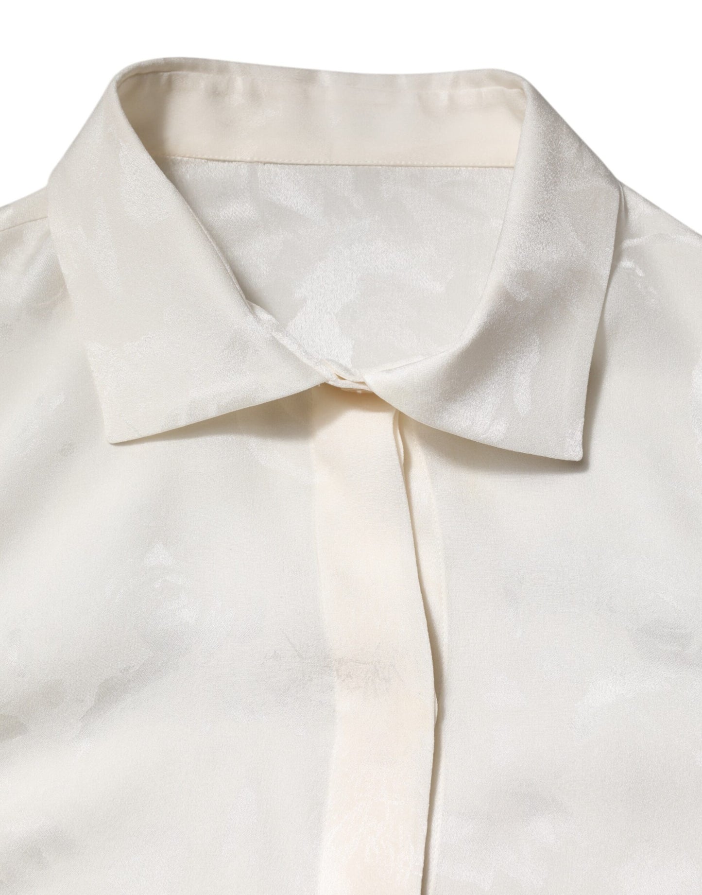 Dolce &amp; Gabbana – Weißes Seidenhemd mit langen Ärmeln und Kragen