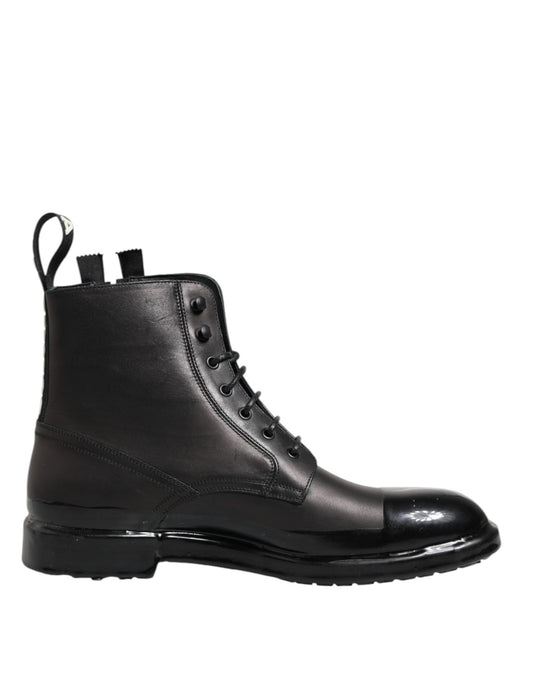 Dolce &amp; Gabbana Braun Schwarz Schnürstiefeletten Halbhohe Herrenschuhe